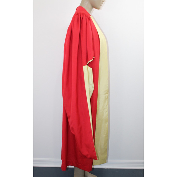 Vintage J. Wippell & Co Red & Gold Graduation Academic Robe Gown 52" England - Picture 4 of 12